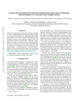 Extracting speaker and emotion information from self-supervised speech
  models via channel-wise correlations
