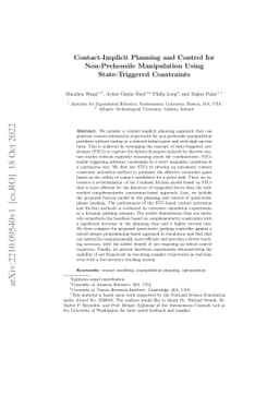Contact-Implicit Planning and Control for Non-Prehensile Manipulation
  Using State-Triggered Constraints