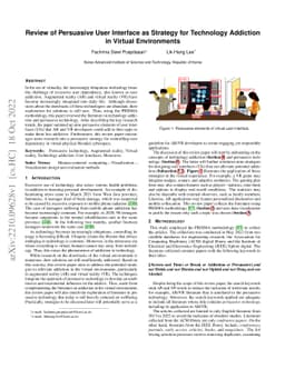 Review of Persuasive User Interface as Strategy for Technology Addiction
  in Virtual Environments