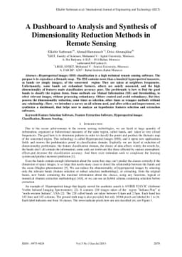 A Dashboard to Analysis and Synthesis of Dimensionality Reduction
  Methods in Remote Sensing
