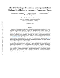 STay-ON-the-Ridge: Guaranteed Convergence to Local Minimax Equilibrium
  in Nonconvex-Nonconcave Games