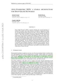 Anti-Symmetric DGN: a stable architecture for Deep Graph Networks