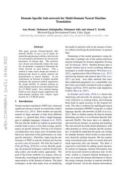 Domain Specific Sub-network for Multi-Domain Neural Machine Translation