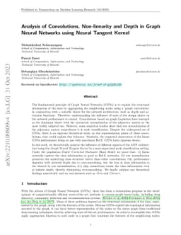 Analysis of Convolutions, Non-linearity and Depth in Graph Neural
  Networks using Neural Tangent Kernel