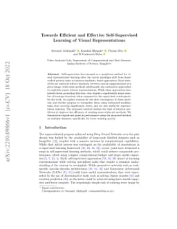 Towards Efficient and Effective Self-Supervised Learning of Visual
  Representations