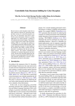 Controllable Fake Document Infilling for Cyber Deception