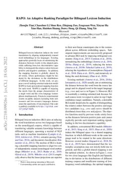 RAPO: An Adaptive Ranking Paradigm for Bilingual Lexicon Induction