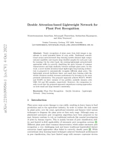 Double Attention-based Lightweight Network for Plant Pest Recognition