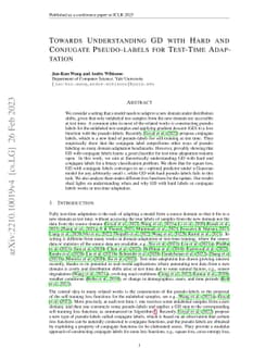 Towards Understanding GD with Hard and Conjugate Pseudo-labels for
  Test-Time Adaptation