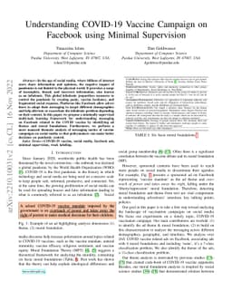 Understanding COVID-19 Vaccine Campaign on Facebook using Minimal
  Supervision