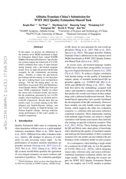 Alibaba-Translate China's Submission for WMT 2022 Quality Estimation
  Shared Task
