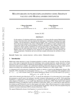Multivariate outlier explanations using Shapley values and Mahalanobis
  distances