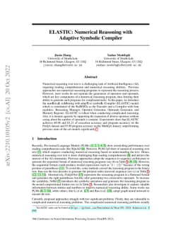 ELASTIC: Numerical Reasoning with Adaptive Symbolic Compiler