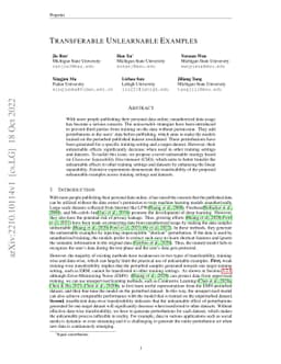 Transferable Unlearnable Examples