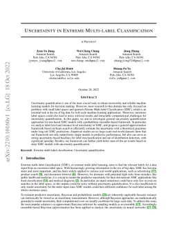 Uncertainty in Extreme Multi-label Classification