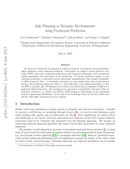 Safe Planning in Dynamic Environments using Conformal Prediction