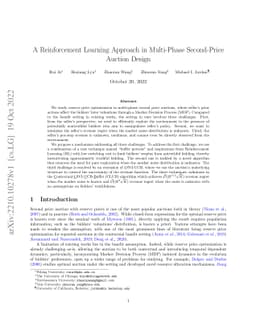 A Reinforcement Learning Approach in Multi-Phase Second-Price Auction
  Design