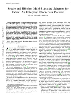 Secure and Efficient Multi-Signature Schemes for Fabric: An Enterprise
  Blockchain Platform