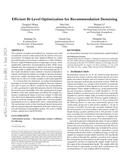 Efficient Bi-Level Optimization for Recommendation Denoising