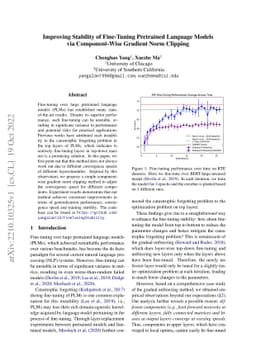 Improving Stability of Fine-Tuning Pretrained Language Models via
  Component-Wise Gradient Norm Clipping
