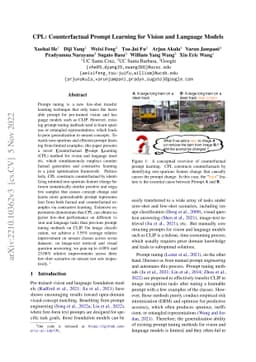 CPL: Counterfactual Prompt Learning for Vision and Language Models