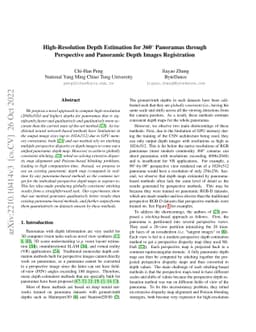 High-Resolution Depth Estimation for 360-degree Panoramas through
  Perspective and Panoramic Depth Images Registration