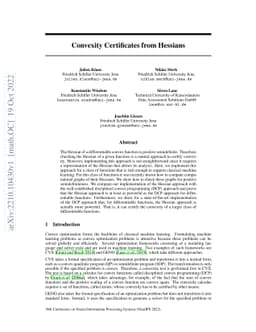 Convexity Certificates from Hessians
