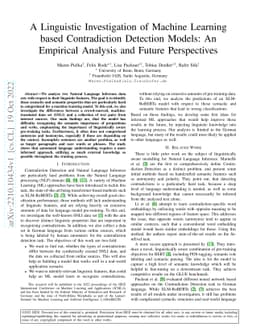 A Linguistic Investigation of Machine Learning based Contradiction
  Detection Models: An Empirical Analysis and Future Perspectives