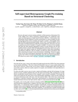 Self-supervised Heterogeneous Graph Pre-training Based on Structural
  Clustering