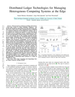 Distributed Ledger Technologies for Managing Heterogenous Computing
  Systems at the Edge