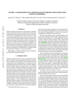 CEntRE: A paragraph-level Chinese dataset for Relation Extraction among
  Enterprises