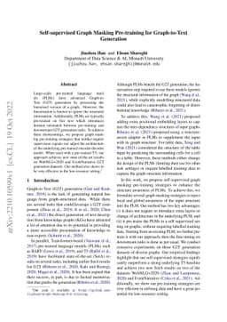 Self-supervised Graph Masking Pre-training for Graph-to-Text Generation