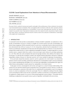 CLEAR: Causal Explanations from Attention in Neural Recommenders