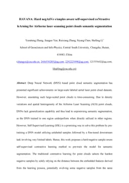 HAVANA: Hard negAtiVe sAmples aware self-supervised coNtrastive leArning
  for Airborne laser scanning point clouds semantic segmentation
