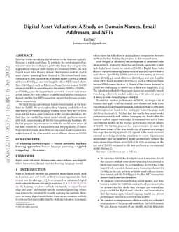 Digital Asset Valuation: A Study on Domain Names, Email Addresses, and
  NFTs