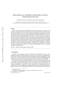 Robust Regression with Highly Corrupted Data via Physics Informed Neural
  Networks