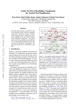 Arabic Word-level Readability Visualization for Assisted Text
  Simplification