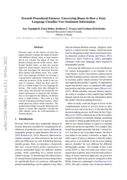 Towards Procedural Fairness: Uncovering Biases in How a Toxic Language
  Classifier Uses Sentiment Information