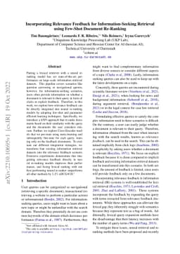 Incorporating Relevance Feedback for Information-Seeking Retrieval using
  Few-Shot Document Re-Ranking