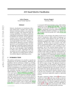 AUC-based Selective Classification