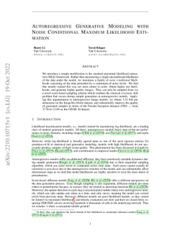Autoregressive Generative Modeling with Noise Conditional Maximum
  Likelihood Estimation