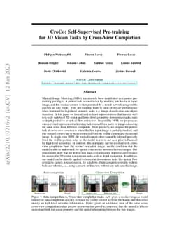 CroCo: Self-Supervised Pre-training for 3D Vision Tasks by Cross-View
  Completion