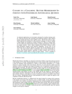 Canary in a Coalmine: Better Membership Inference with Ensembled
  Adversarial Queries