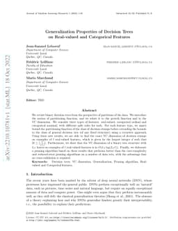 Generalization Properties of Decision Trees on Real-valued and
  Categorical Features