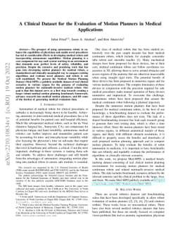 A Clinical Dataset for the Evaluation of Motion Planners in Medical
  Applications