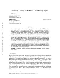 Dictionary Learning for the Almost-Linear Sparsity Regime