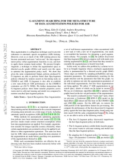 G-Augment: Searching for the Meta-Structure of Data Augmentation
  Policies for ASR