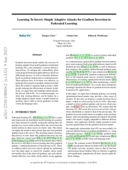 Learning to Invert: Simple Adaptive Attacks for Gradient Inversion in
  Federated Learning