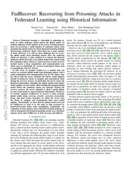 FedRecover: Recovering from Poisoning Attacks in Federated Learning
  using Historical Information