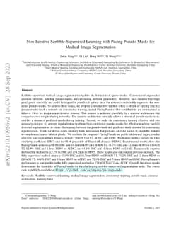 Non-Iterative Scribble-Supervised Learning with Pacing Pseudo-Masks for
  Medical Image Segmentation